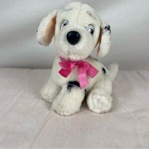 Vintage 1991 Disney Lucky 101 Dalmatians Plush 8” Pink Bow